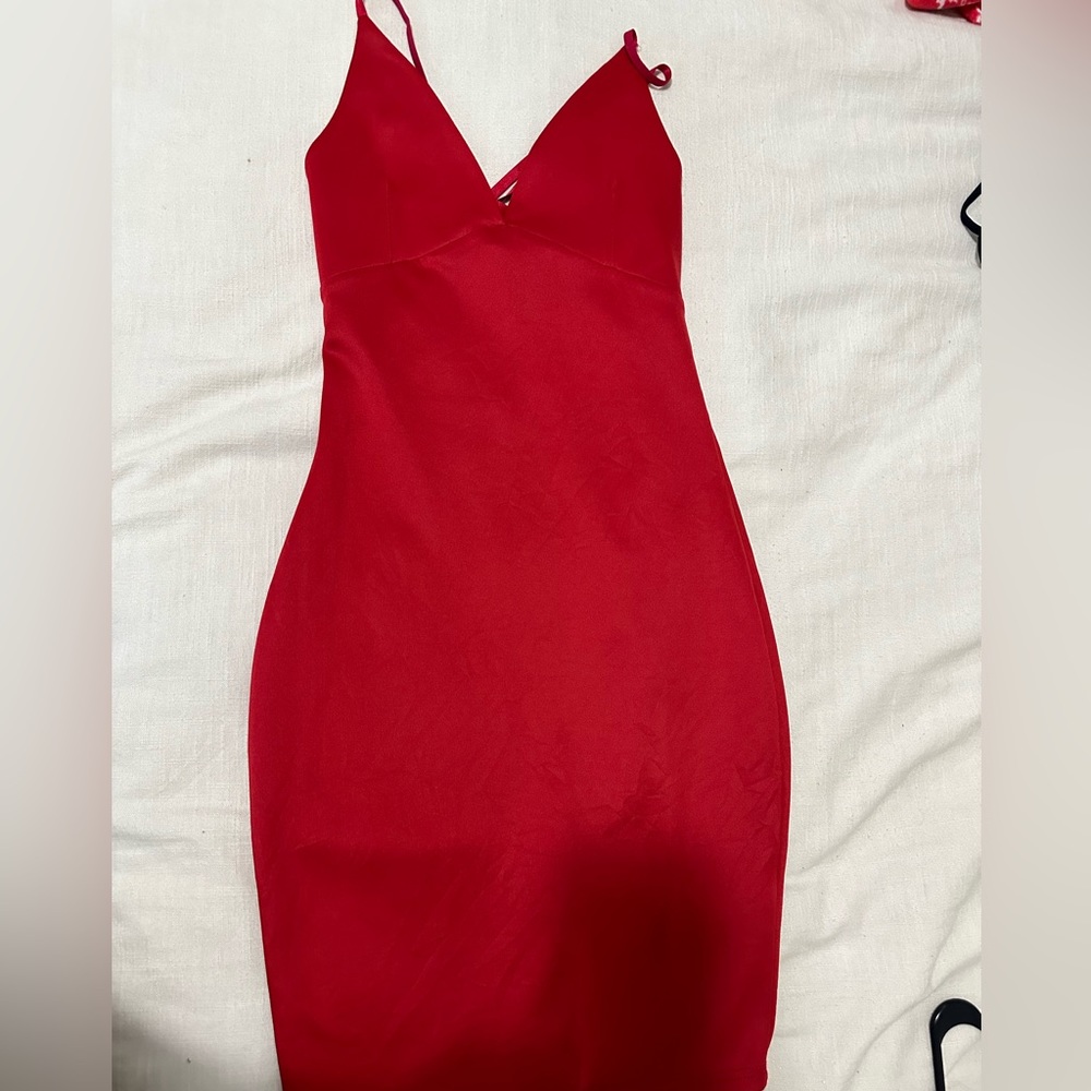 Red Satin Bodycon Dress